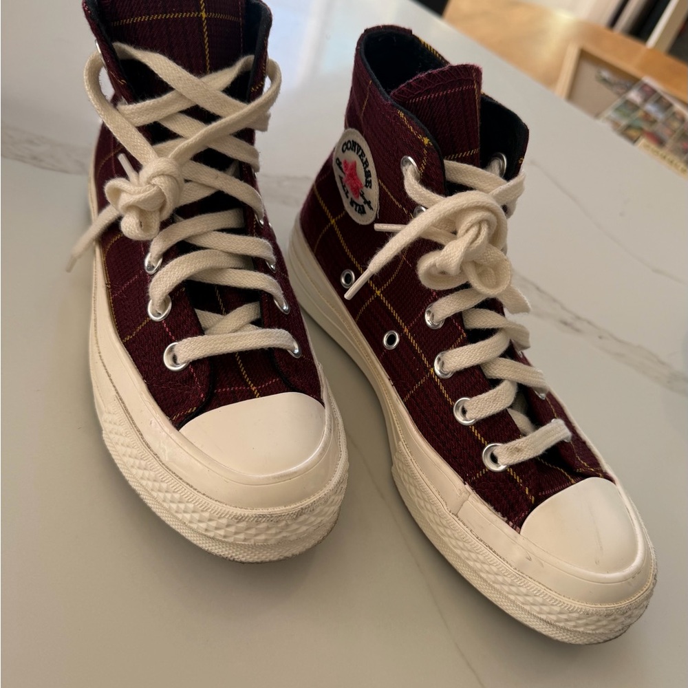 Converse Chuck Taylor High-Top Sneakers - Burgundy Plaid Women’s Size 5